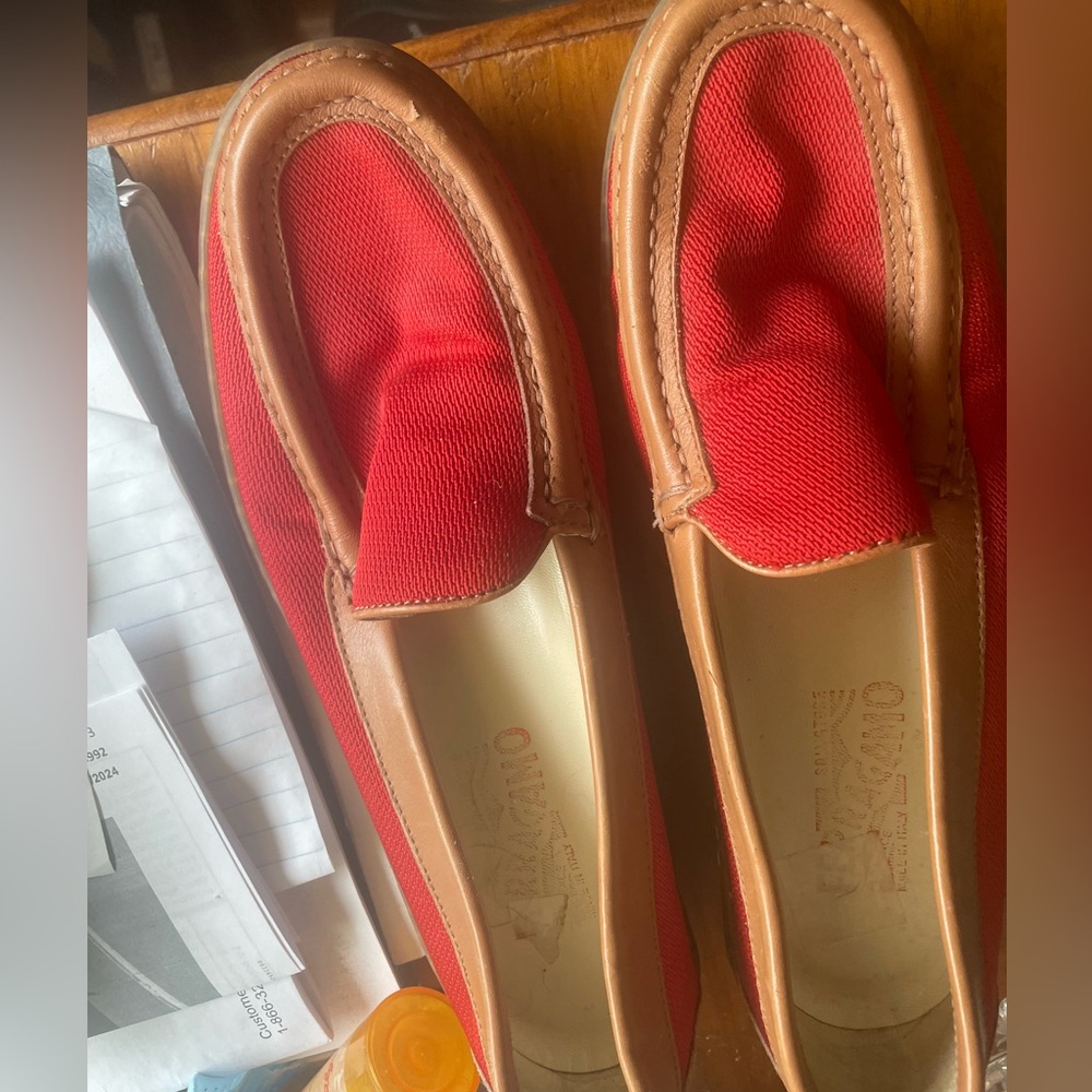 Red Ferragamo loafers